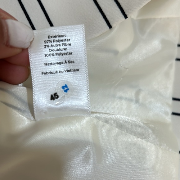 TALBOT WOMENS BLAZER JACKET COAT STRIPE WHITE BLACK SIZE 2P - Picture 11 of 12